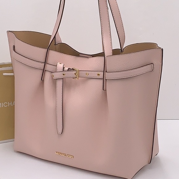 MICHAEL KORS EMILIA LARGE EAST WEST TOTE BAG POWDER BLUSH COLOR - Picture 2 of 14